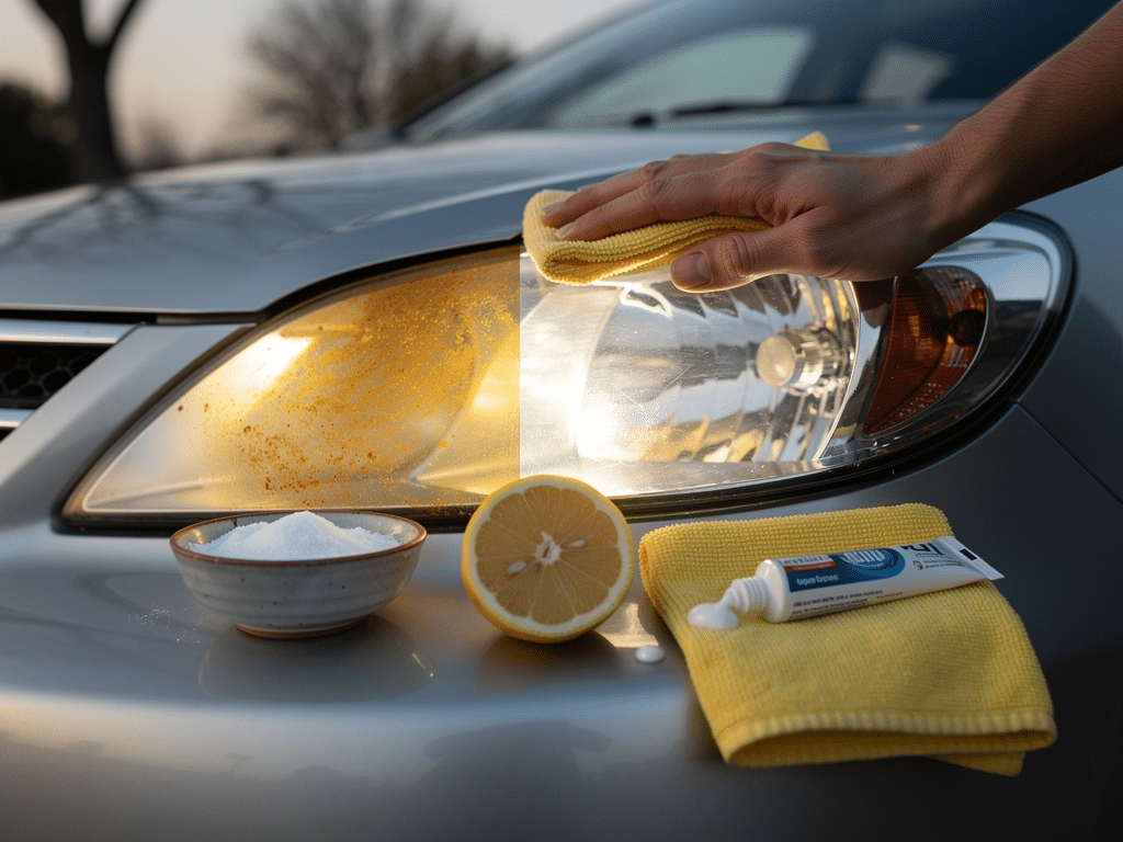 astuce de grand-mère pour nettoyer les phares de voiture
